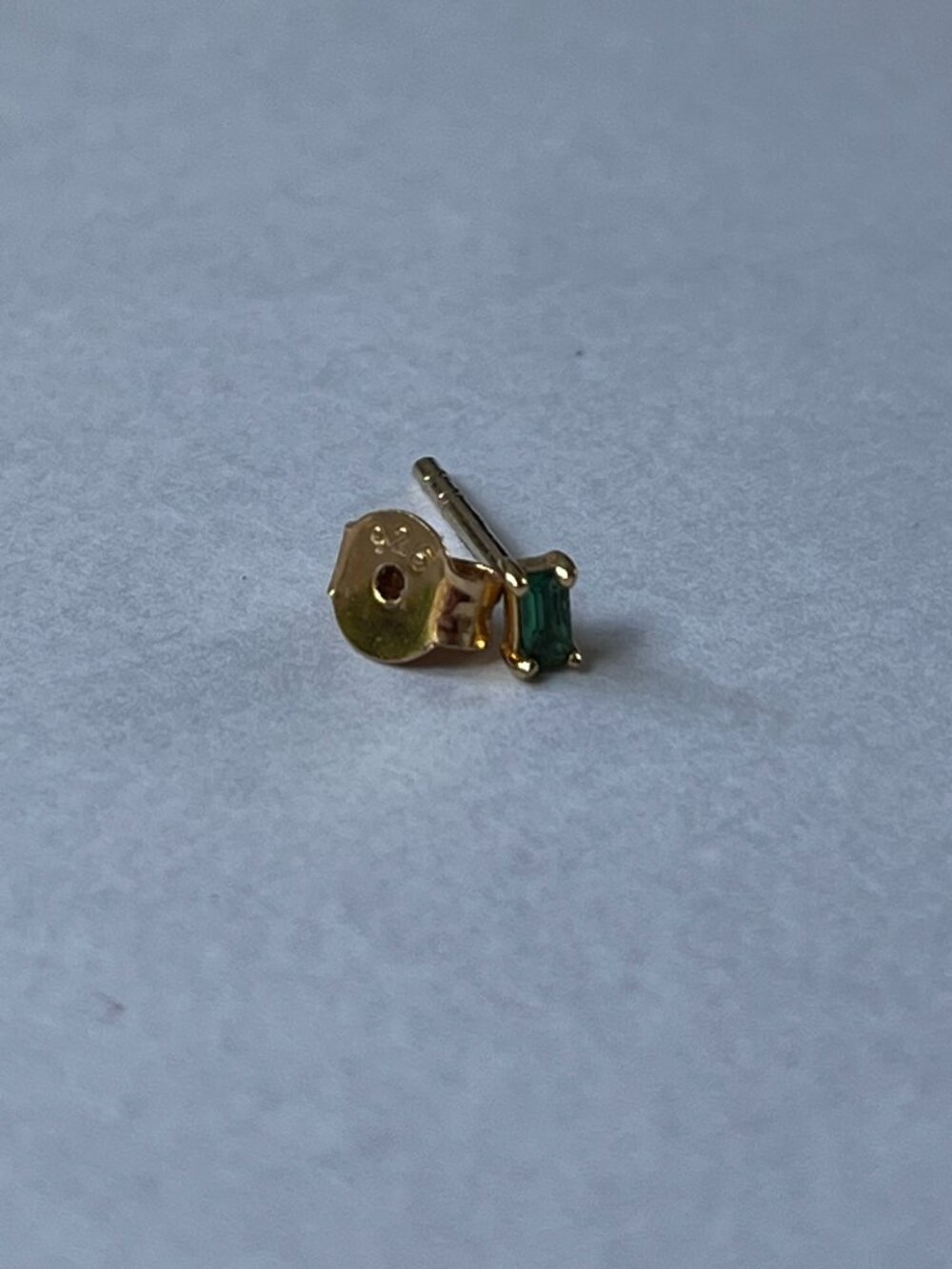 GLDN Emerald Green Baguette Stud Gold Vermeil